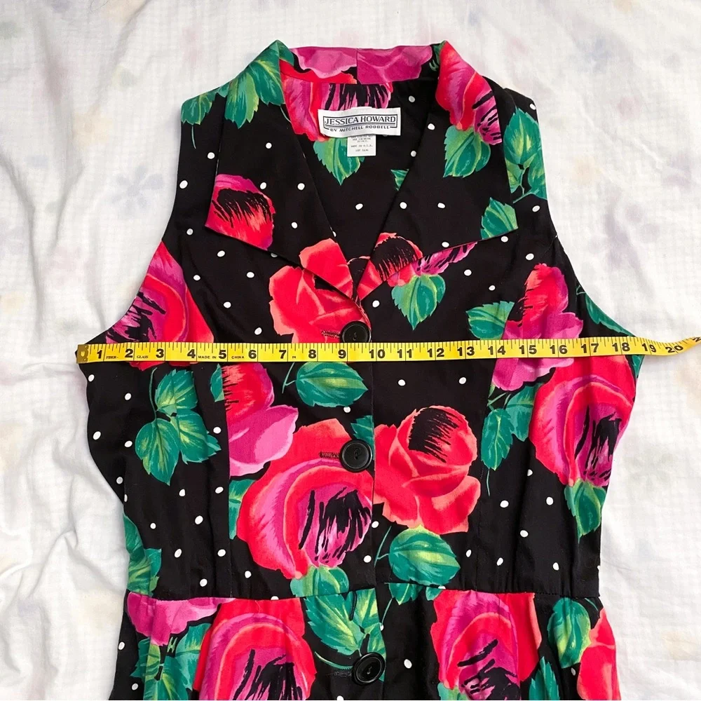 Vintage Jessica Howard by Mitchell Rodbell floral polka dot career dress - Picture 14 of 15